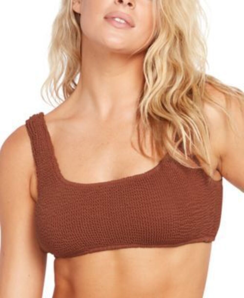 Volcom Juniors' Women's Rustic Brown Scrunch Scoop Bikini Top M NWT